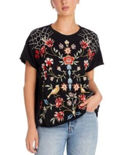 Clara Embroidered Swing Tee - Johnny Was