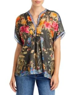 Graceful Galavant Silk Floral Blouse - Johnny Was