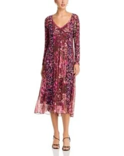 Agatha Mesh Paneled Midi Dress - Johnny Was