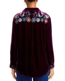 Pacifica Embroidered Velvet Blouse - Johnny Was -Johnny Was 13196323 fpx