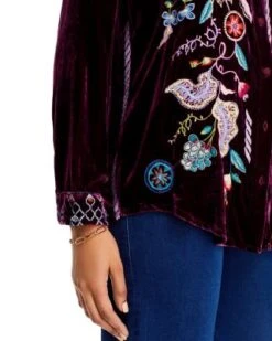 Pacifica Embroidered Velvet Blouse - Johnny Was -Johnny Was 13196325 fpx
