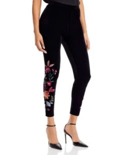 Sandra Embroidered Velvet Leggings - Johnny Was