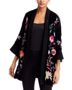 Sandra Embroidered Velvet Kimono - Johnny Was