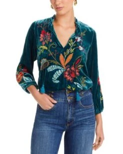 Isabella Velvet Field Blouse - Johnny Was