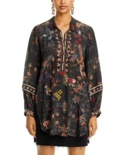 Aggie Embroidered Silk Tunic - Johnny Was -Johnny Was 13239897 fpx