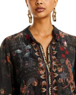 Aggie Embroidered Silk Tunic - Johnny Was -Johnny Was 13239899 fpx