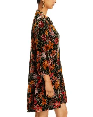 Jasmoon Floral Velvet Peasant Dress - Johnny Was 5 Jasmoon Floral Velvet Peasant Dress - Johnny Was - Image 3