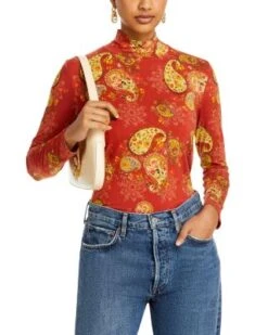 Janie Paisley Mock Neck Top - Johnny Was
