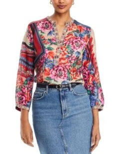 Johnny Was 26 Window Lin Silk Top - Johnny Was