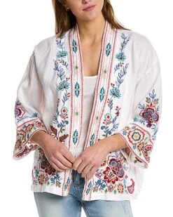 Johnny Was Sicilia Cropped Linen Kimono Women