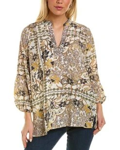 Johnny Was Phoenix Silk Tunic Top Women