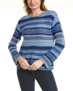 Johnny Was Striped Crochet Sweater Women
