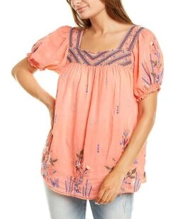Johnny Was Aimee Puff Sleeve Peasant Top Women