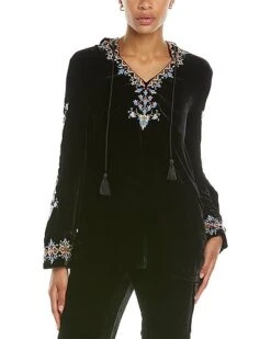 Johnny Was Remedios Silk-Blend Hoodie Women