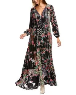 Johnny Was Rose Burnout Uma Silk-Blend Dress Women