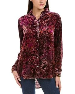 Johnny Was Scarlet Cobra Silk-Blend Shirt Women