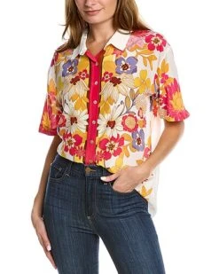 Johnny Was Penny Silk Shirt Women