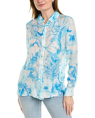 Johnny Was Leah Button Down Silk Shirt Women 3 Johnny Was Leah Button Down Silk Shirt Women