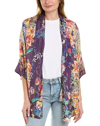 Johnny Was Eller Topiary Hunter Silk Kimono Women 3 Johnny Was Eller Topiary Hunter Silk Kimono Women