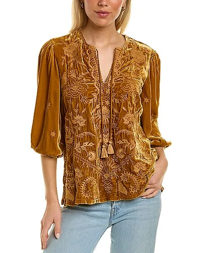 Johnny Was Arzella Relaxed Velvet Silk-Blend Blouse Women 3 Johnny Was Arzella Relaxed Velvet Silk-Blend Blouse Women