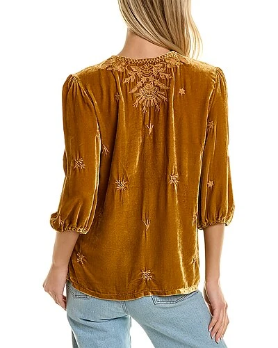 Johnny Was Arzella Relaxed Velvet Silk-Blend Blouse Women 4 Johnny Was Arzella Relaxed Velvet Silk-Blend Blouse Women - Image 2