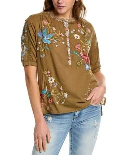Johnny Was Zanzibar Short Sleeve Prairie Blouse Women