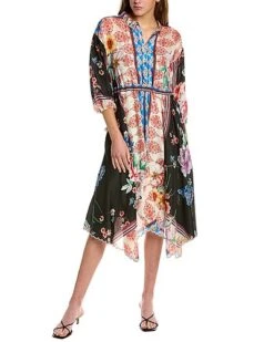 Johnny Was Geana Patsy Silk Midi Dress Women