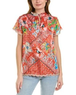 Johnny Was Martha Lisa Silk Blouse Women