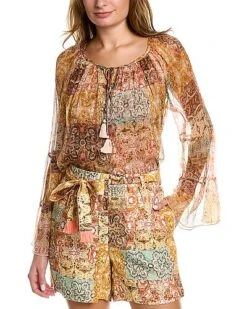 Johnny Was Kanarra Tiered Silk Blouse Women