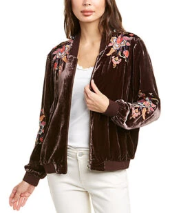 Johnny Was Ioana Silk-Blend Bomber Jacket Women