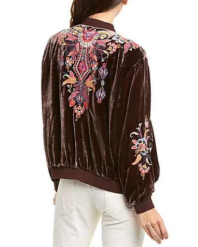 Johnny Was Ioana Silk-Blend Bomber Jacket Women 4 Johnny Was Ioana Silk-Blend Bomber Jacket Women - Image 2