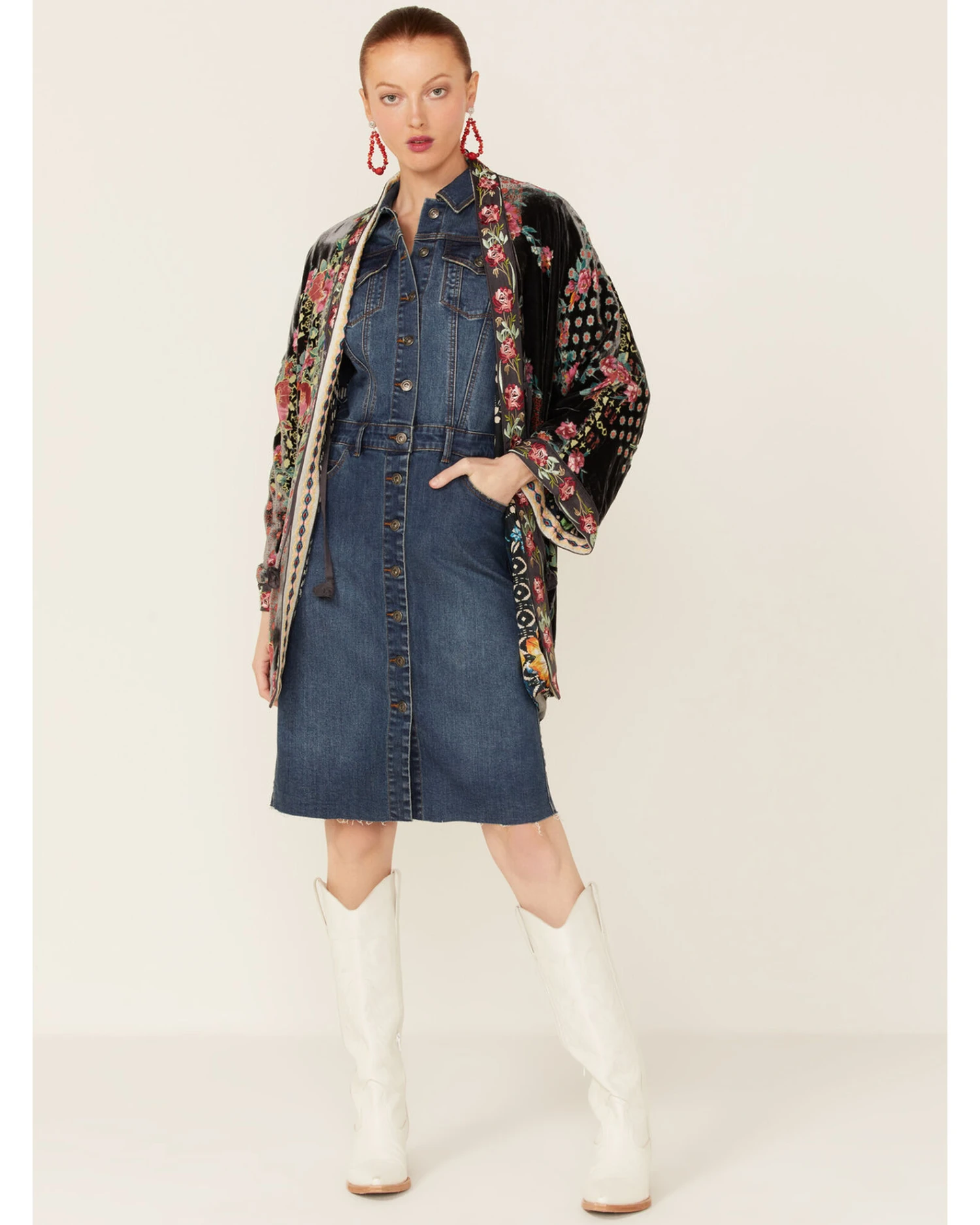 Johnny Was Women's Multicolored Rose Burnout Talullah Reversible Kimono 5 Johnny Was Women's Multicolored Rose Burnout Talullah Reversible Kimono - Image 3