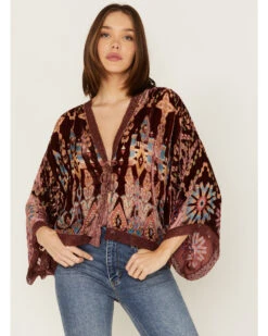 Johnny Was Women's Geo Print Burnout Dazy Kimono -Johnny Was 2000382060 900 P1