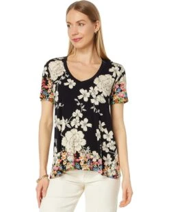 Johnny Was Redland Favorite Short Sleeve V-Neck Swing Tee