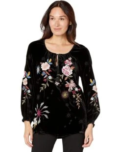 Johnny Was Celestin Velvet Bishop Sleeve Blouse