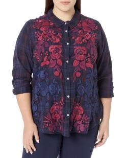 Johnny Was Plus Size Tuscan Relaxed Plaid Shirt