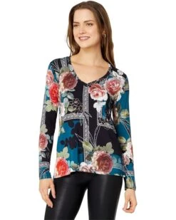 Johnny Was Rosabel Favorite Long Sleeve V-Neck Tee