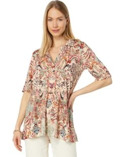 Johnny Was Jungle Paisley Polo Swing Tee