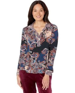 Johnny Was Fall Paisley Long Sleeve Swing Polo