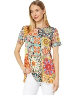 Johnny Was Kalieda Favorite Short Sleeve Crew Neck Swing Tee