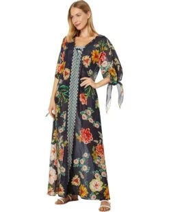 Johnny Was Floral Border Long Dress