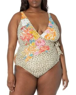 Johnny Was Plus Size Leopard Wrap One-Piece