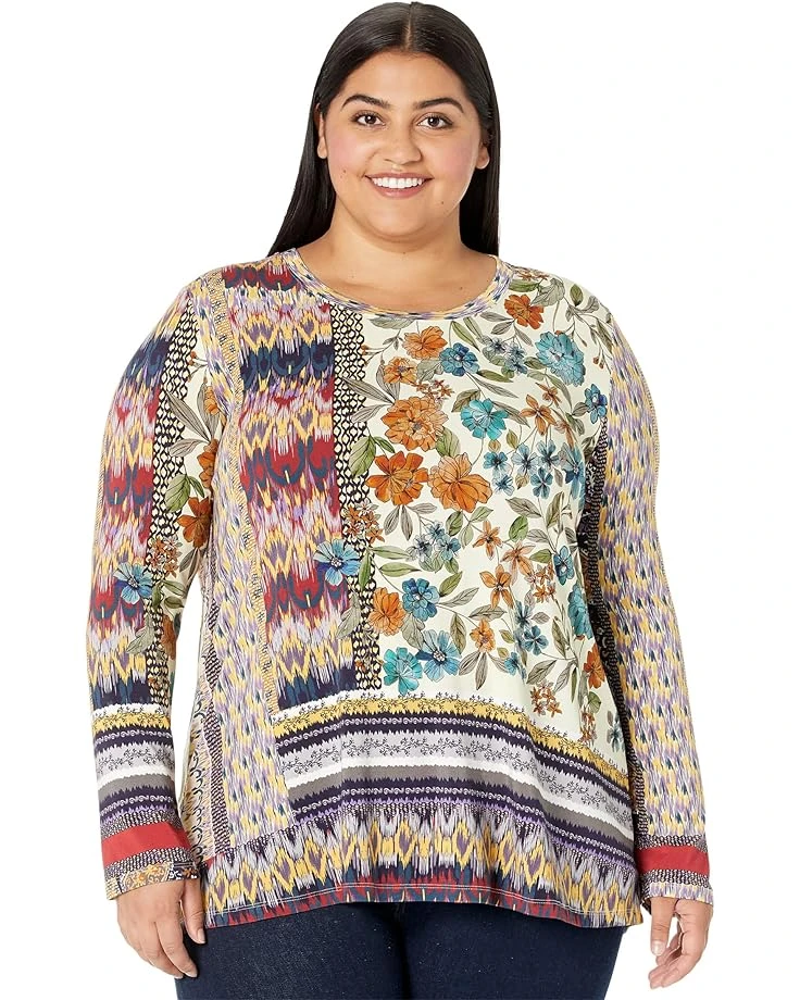 Johnny Was Plus Size Betzy Favorite Long Sleeve Crew Neck Tee 3 Johnny Was Plus Size Betzy Favorite Long Sleeve Crew Neck Tee